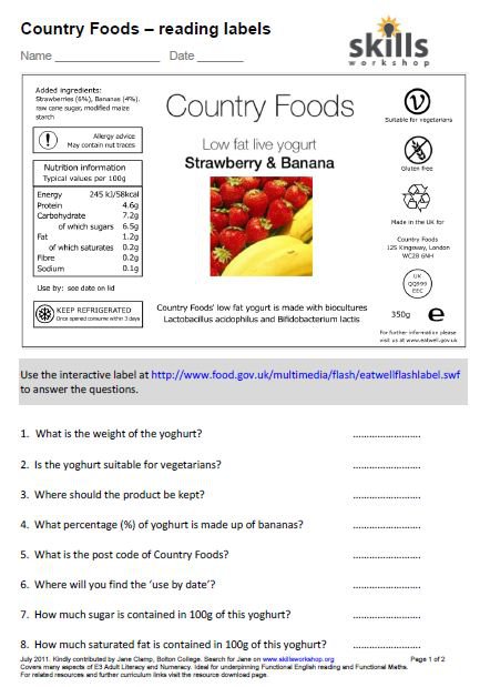 Nutrition Label Worksheet â Mloovi Blog